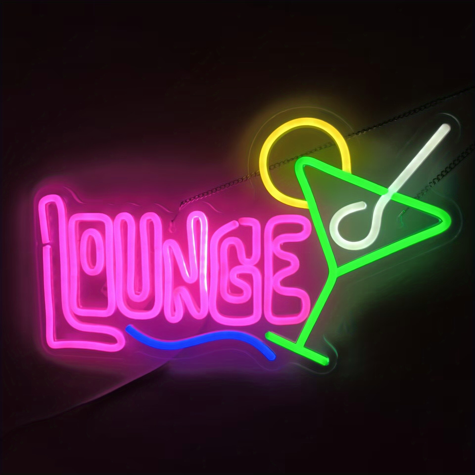 Home Bar Lounge - ラウンジネオンサイン LEDウォールアート 吊り下げチェーン USB電源 ホームバー パブ