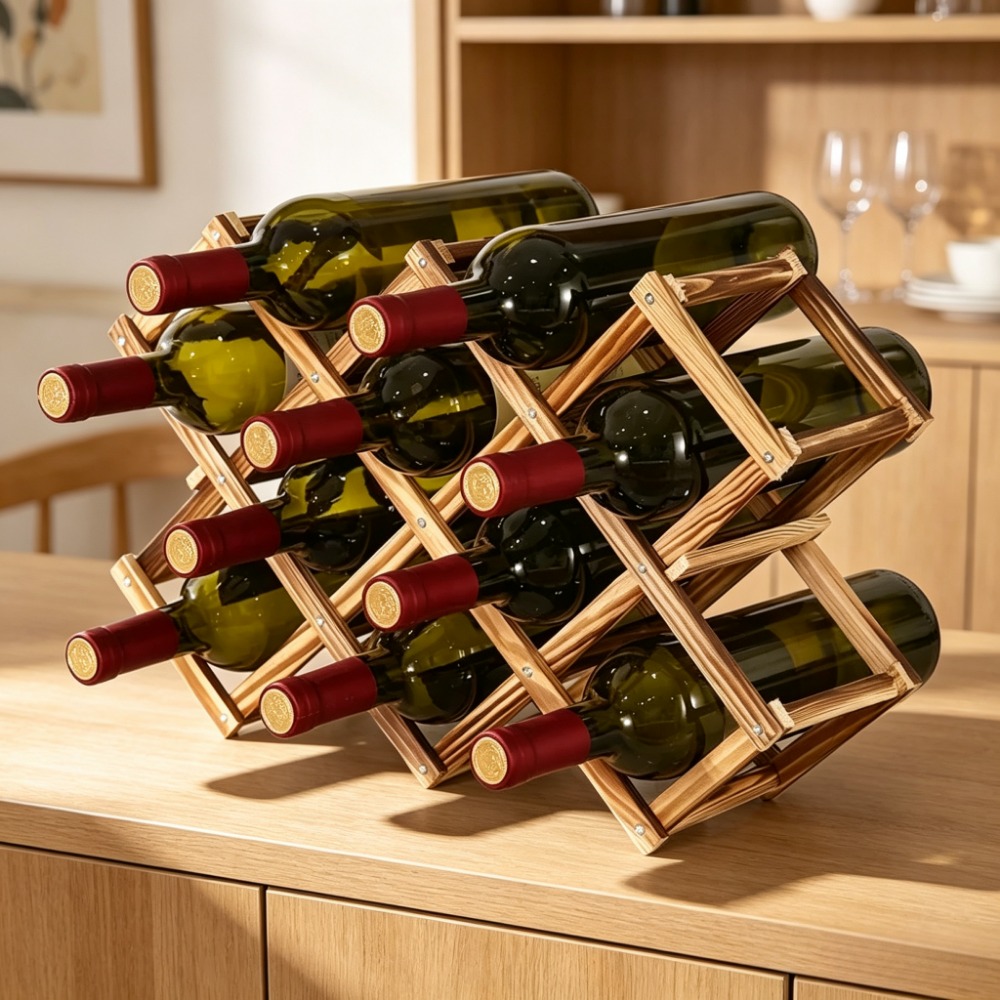 Home Bar Shelves - 折りたたみ式木製ワインラック ボトルホルダー 収納棚 レトロディスプレイキャビネット オーガナイザースタンド 家庭用