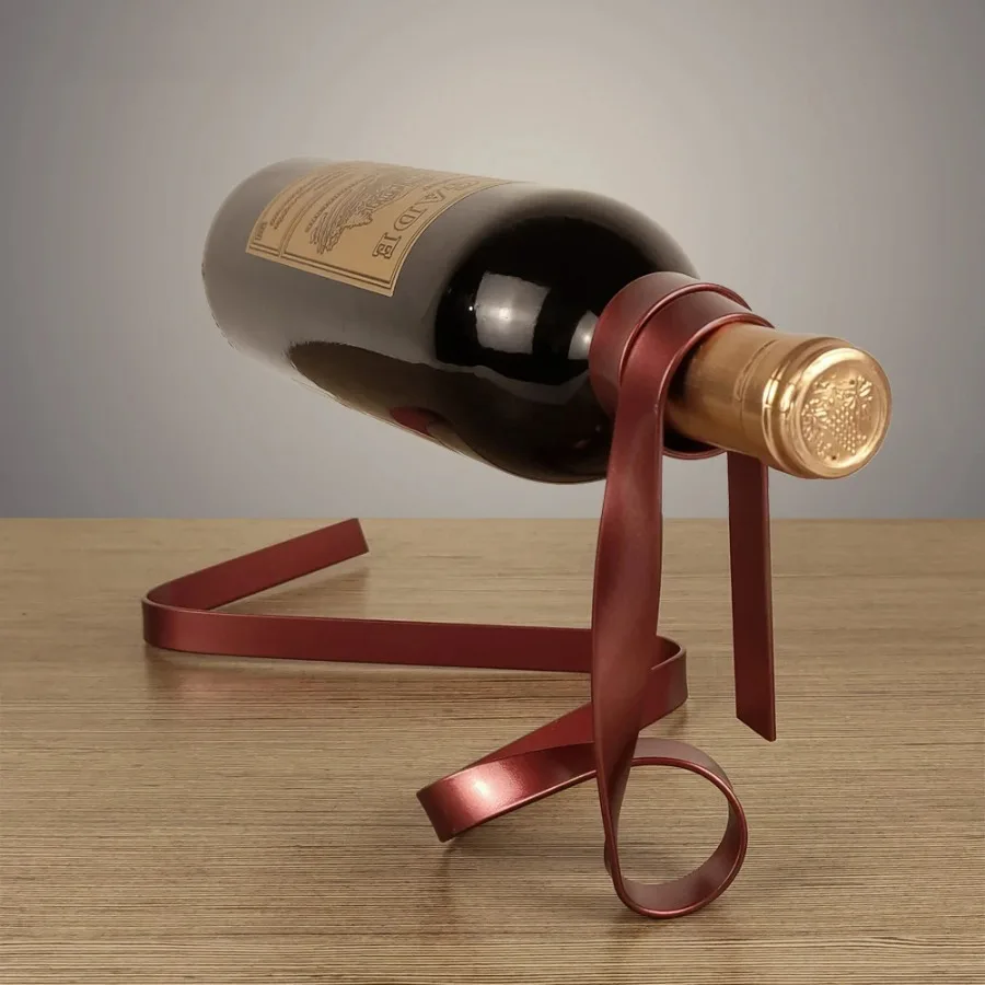 Home Bar Shelves - カラフルなリボンアイアン製ワインボトルホルダー装飾棚、クリエイティブな吊り下げ式ワインラック、キャビネットディスプレイラック、バー、ホームデスクトップデコレーション