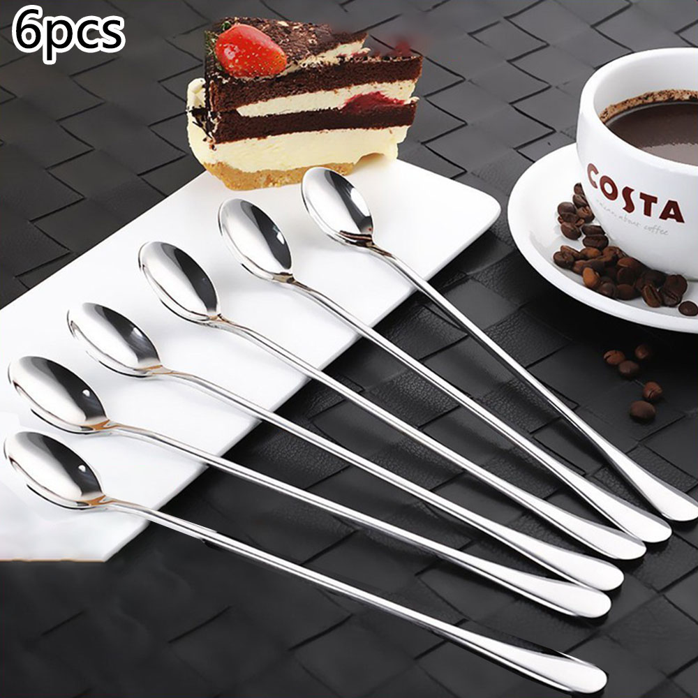 Ice Pick Pick - 6 個ステンレス鋼アイスティースクープデザートスプーン食品グレードのアイスクリームキャンディティースプーンミルクセーキコーヒーマルチ目的スプーン