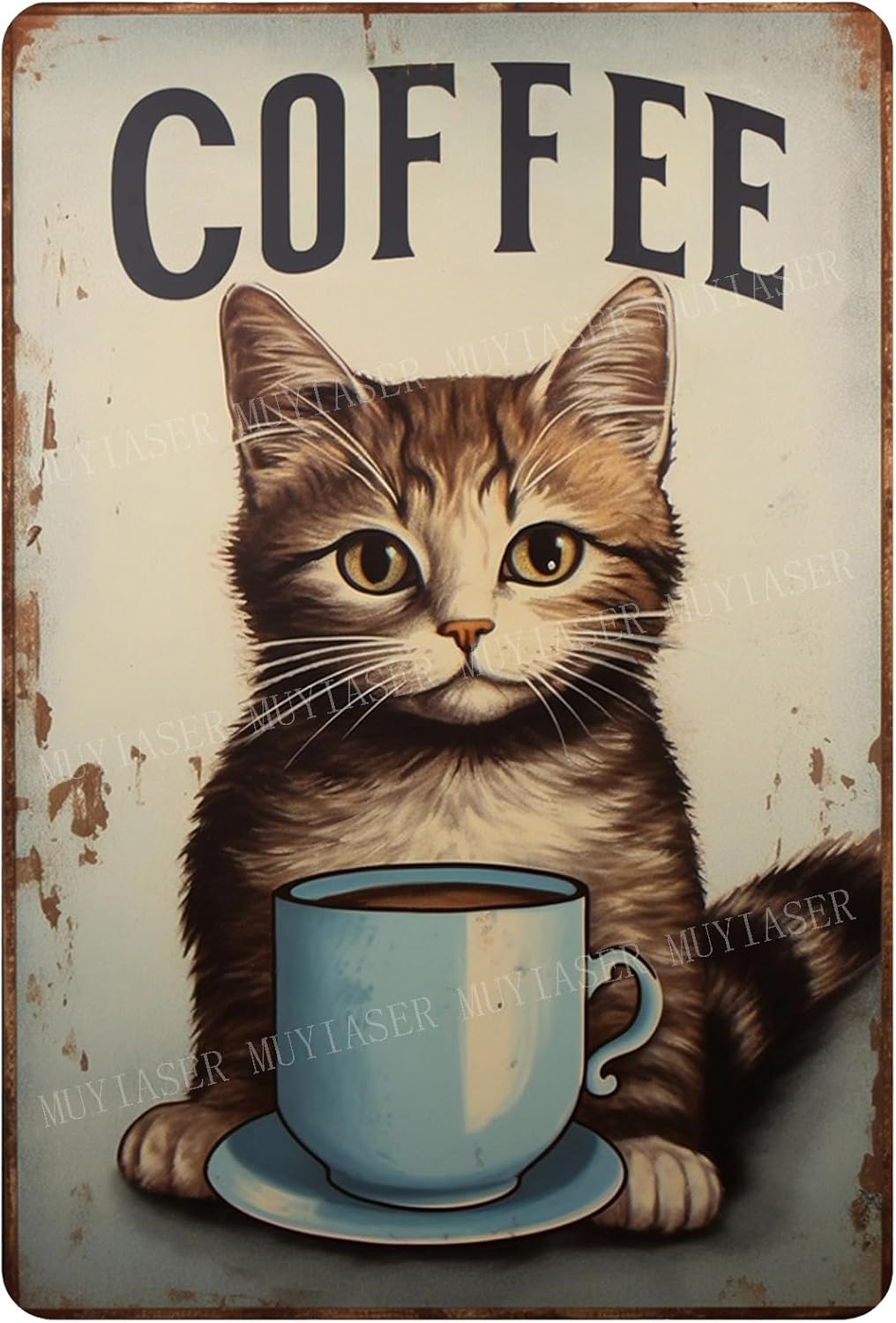 Home Bar And Coffee - メタルサイン 猫コーヒー レトロサイン ヴィンテージサイン レトロアルミブリキサイン キッチン