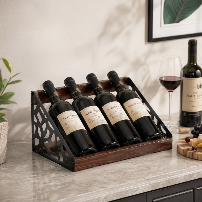 ホームバー木製ワインラック ワインボトルホルダー レトロ中空 - Home Bar Shelves のレビューと価格