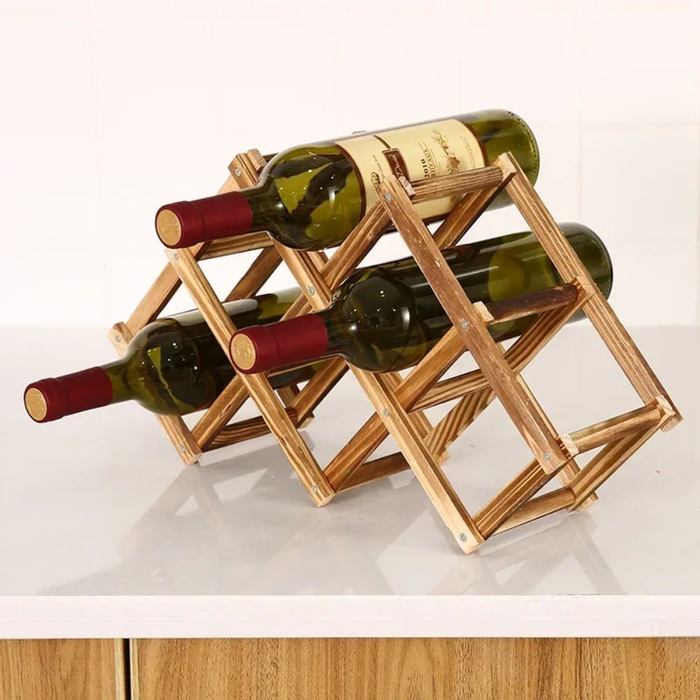 折りたたみ式木製ワインラック ボトルホルダー 収納棚 レトロ - Home Bar Shelves のレビューと価格