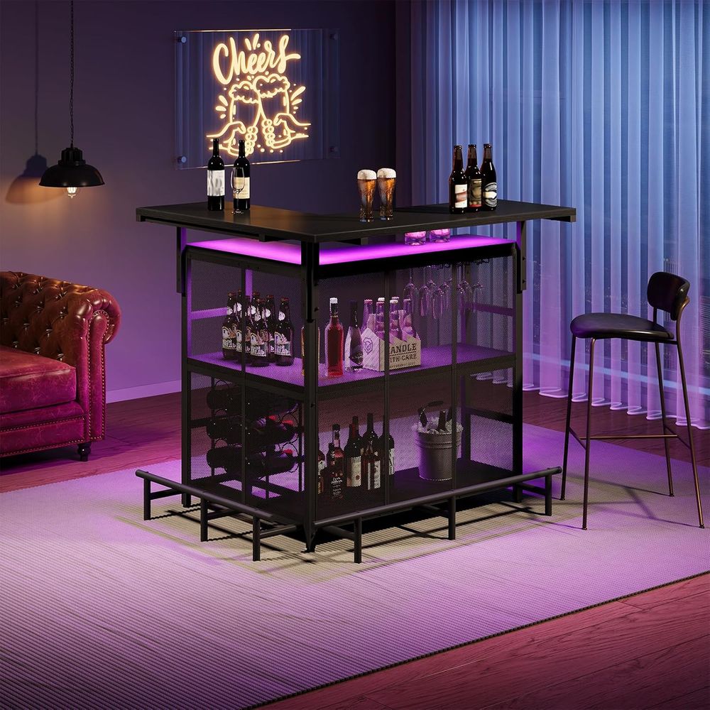 ホームバーユニット、グラスホルダー付きL字型バーテーブル、4 - Home Bar Shelves のレビューと価格