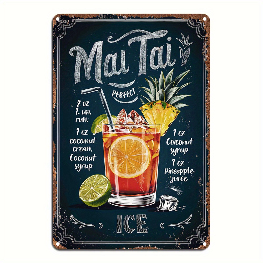 1枚 ヴィンテージ マイタイレシピ材料リスト メタルティンサ - Home Bar Lounge のレビューと価格