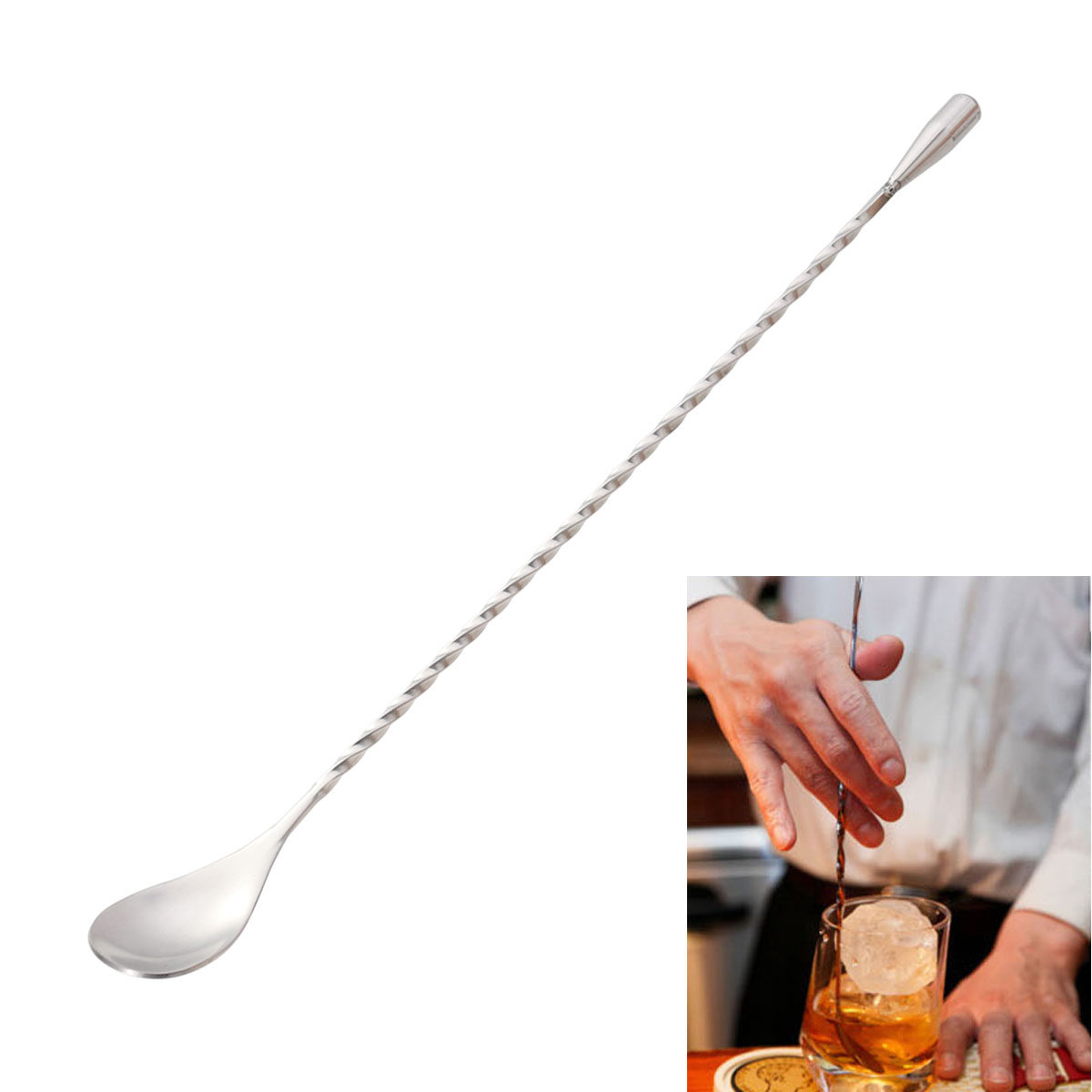 ステンレススチール304製カクテルツイストバースプーン、ネジ - Bar Spoon Twisted のレビューと価格