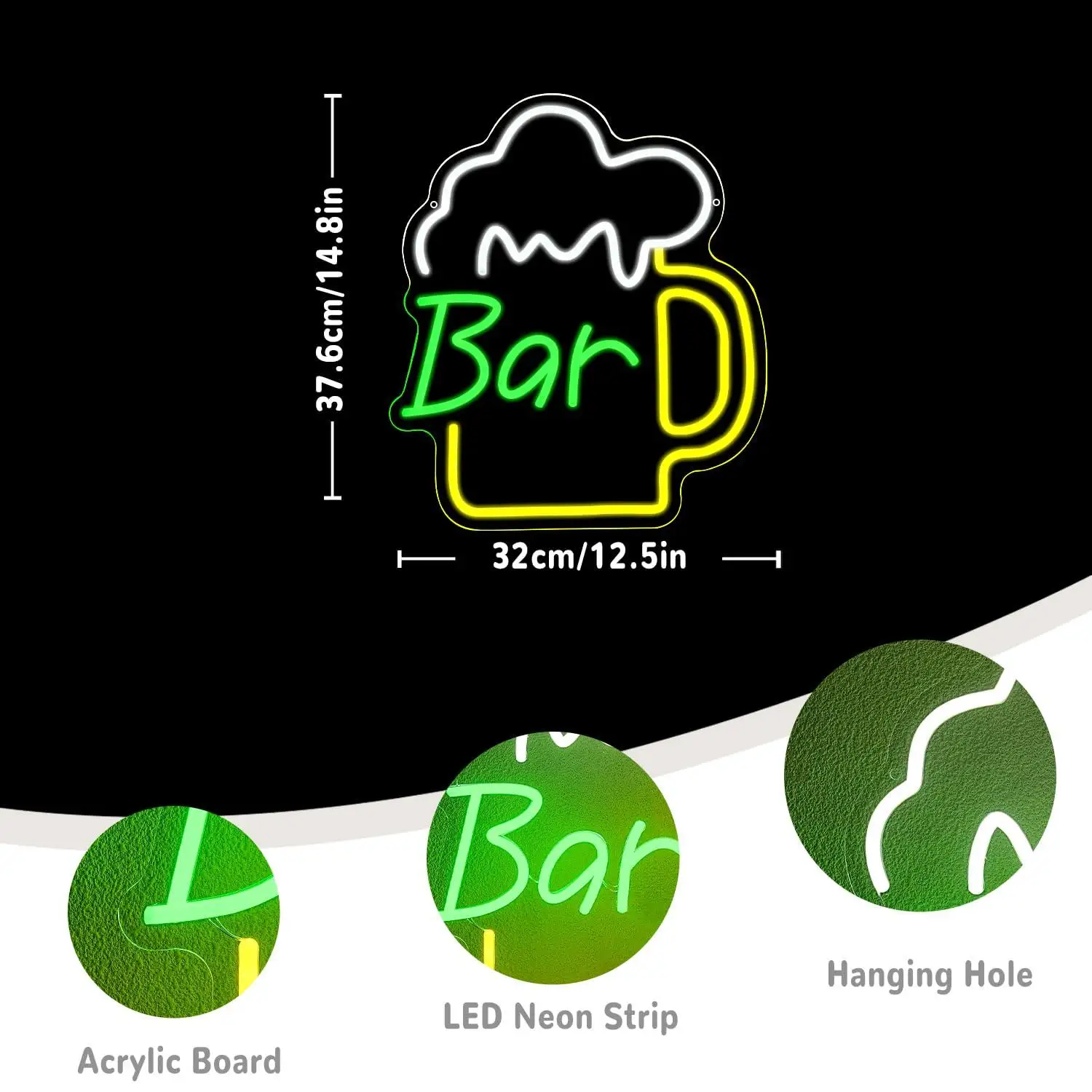 ビールバーネオンサインUSB調光可能なLEDライト、ビジネス - Home Bar Signs のレビューと価格