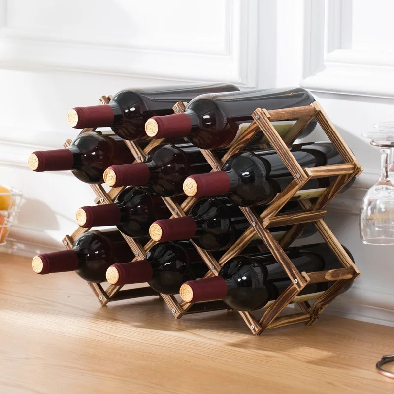 積み重ね可能なワイン収納棚 3、5、6、10 ボトル木製ワイ - Home Bar Shelves のレビューと価格